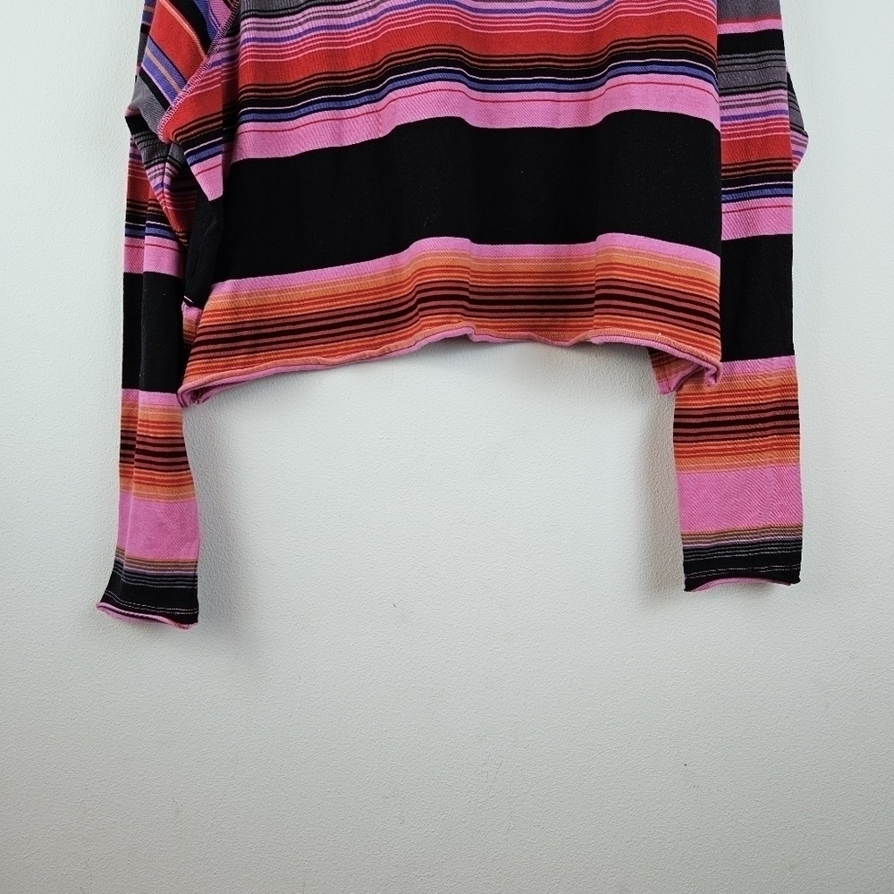 Free People Baja Striped Crop boxy Tee T-Shirt Top S relaxed Oversized - Picture 4 of 10